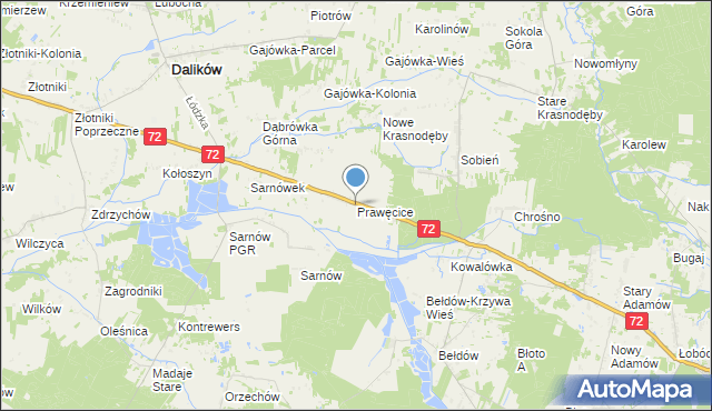 mapa Prawęcice, Prawęcice na mapie Targeo